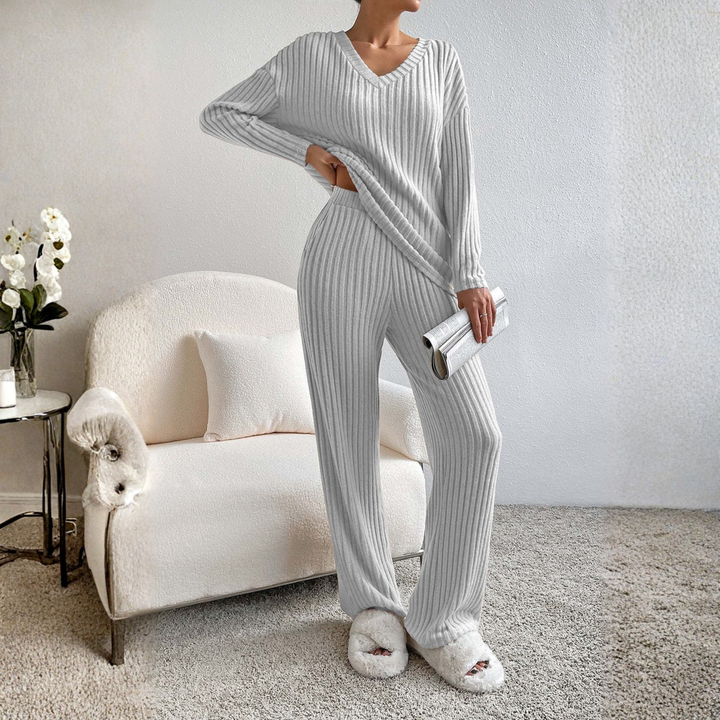 ENLINS™ - V-Neck Long Sleeve Top & Pants Set