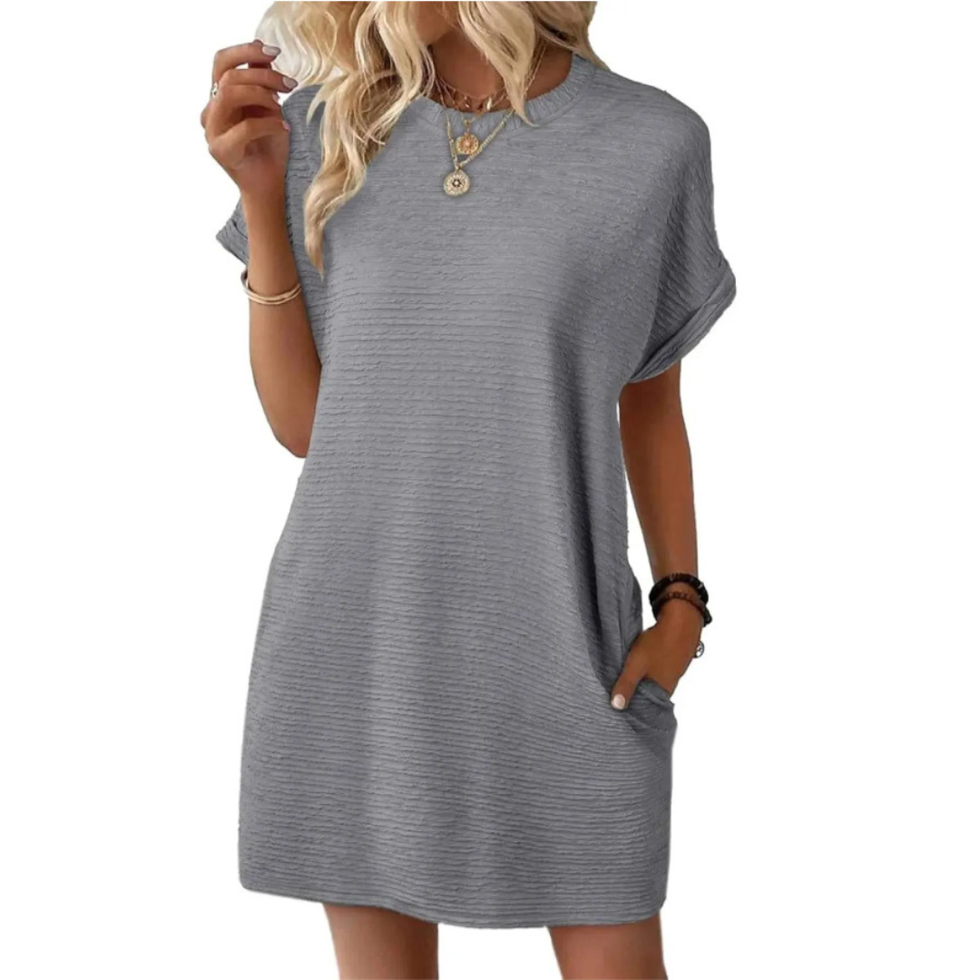 EVASHA™ – Minimalist Round Neck Summer Dress