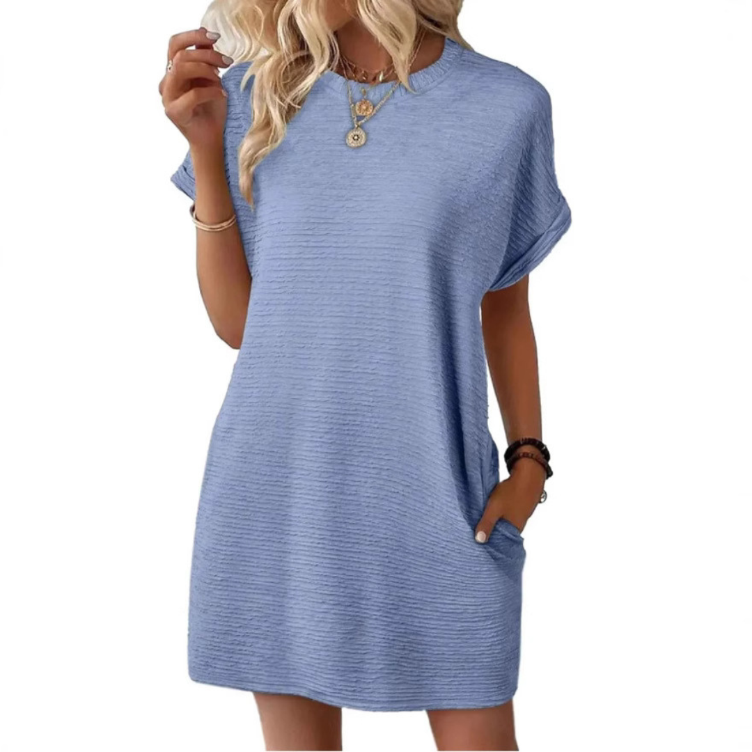 EVASHA™ – Minimalist Round Neck Summer Dress