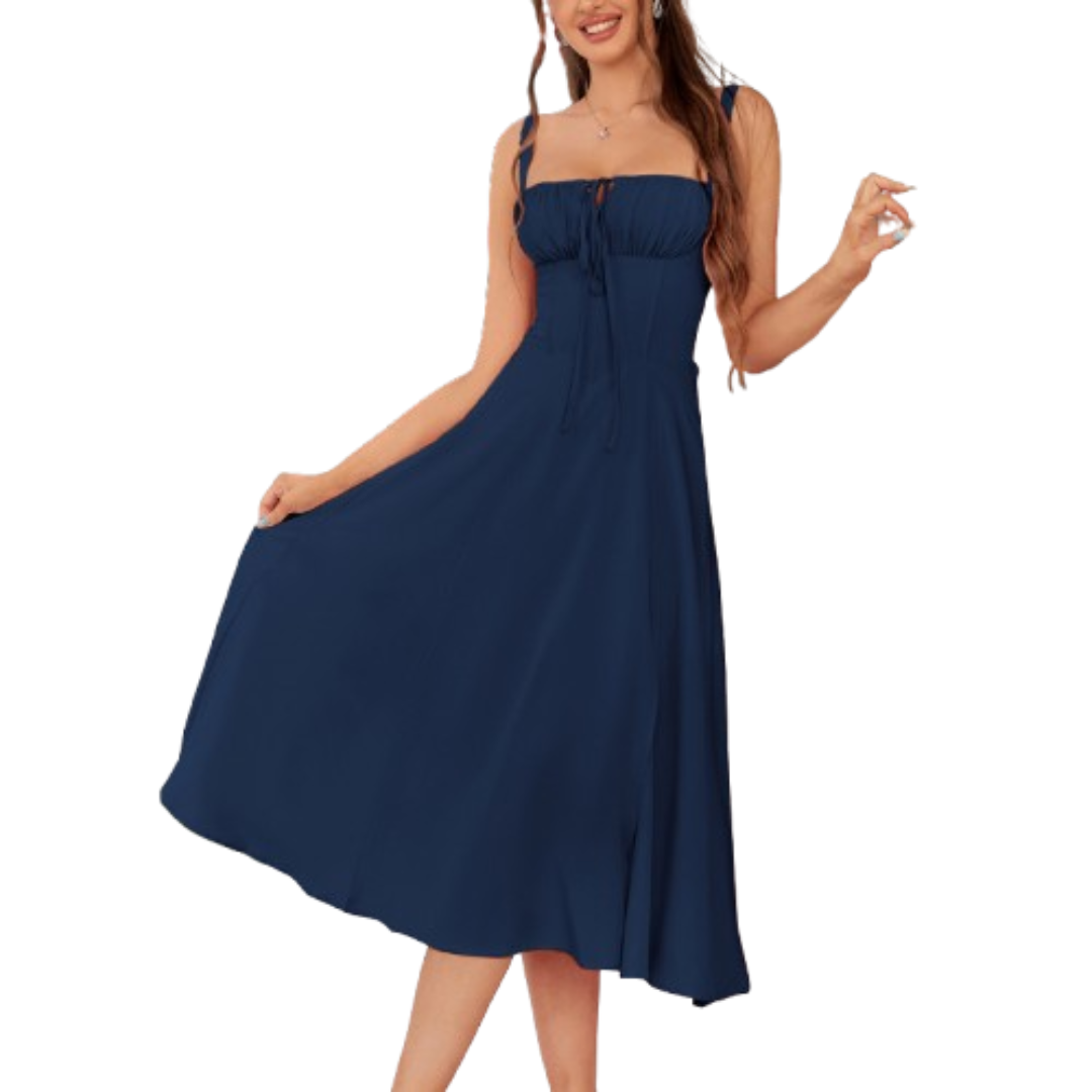 ARIELLOU™ – Chic Lace-Up Midi Dress