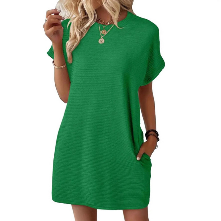 EVASHA™ – Minimalist Round Neck Summer Dress