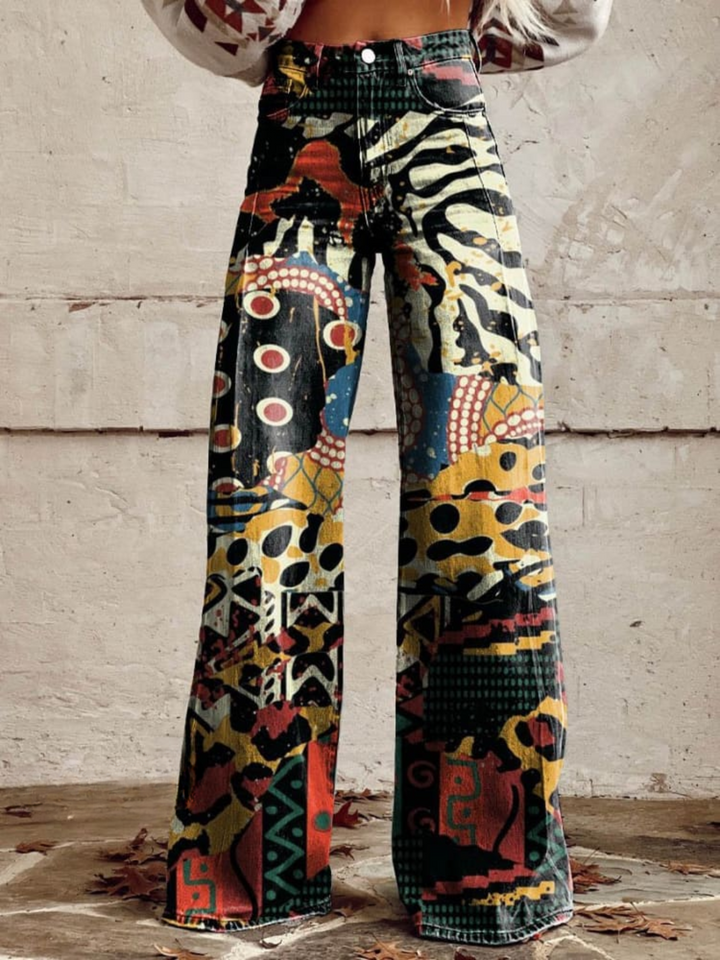 FELICITY™ - Wide-Leg Artistic Print Pants