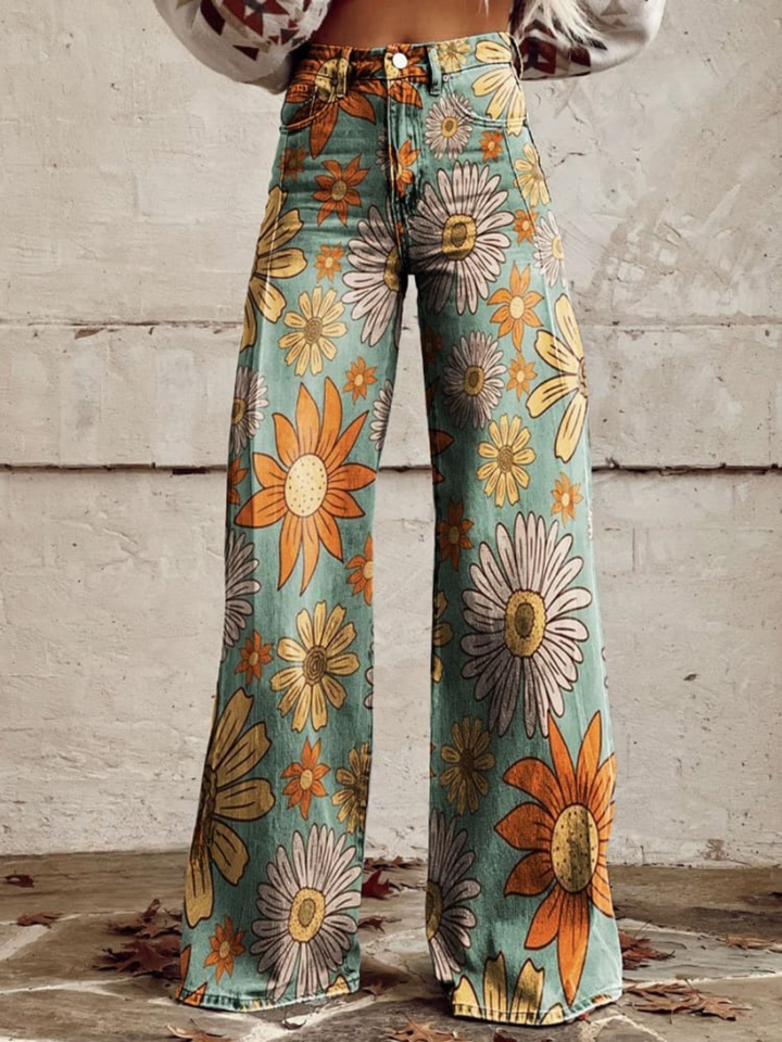DAISY™ - Vintage Floral Wide-Leg Trousers
