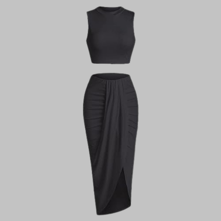 MANUELA™ - Elegant Pleated Long Skirt Set with Slit