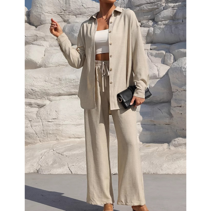 VANORA™ – Cozy Long Sleeve Blouse & Trouser Set