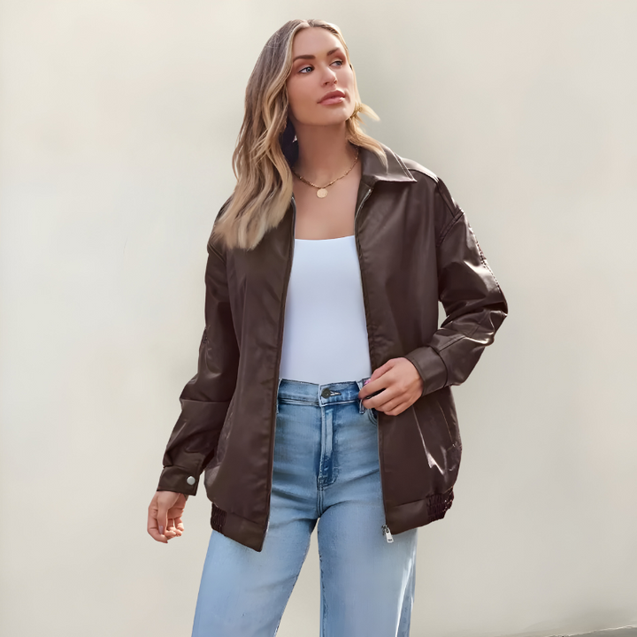 Mira™ | Chic Oversized Leather Jacket