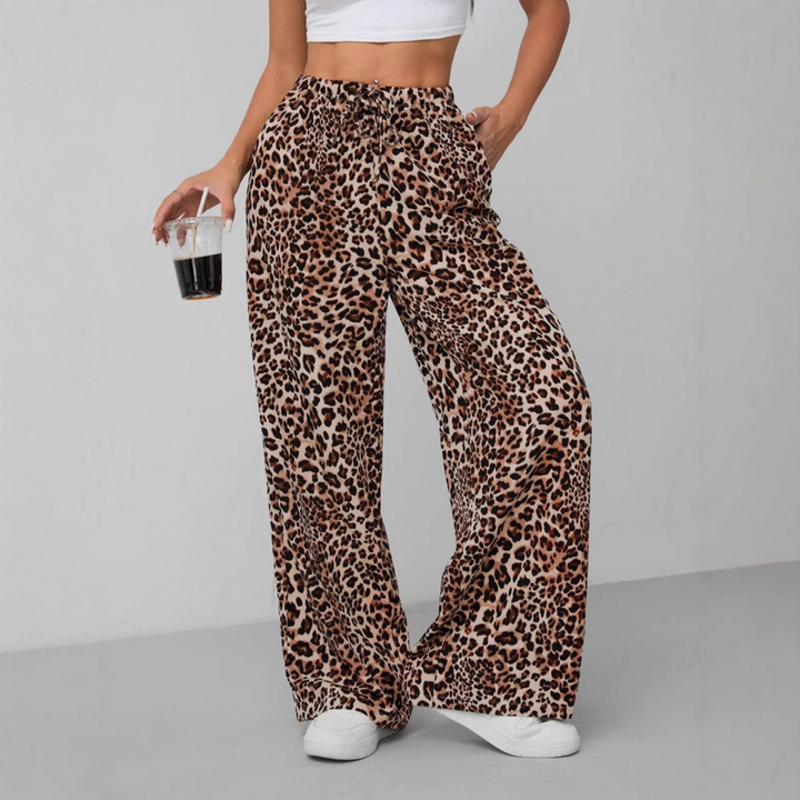 SYALA™ - Vintage Leopard Wide Leg Pants