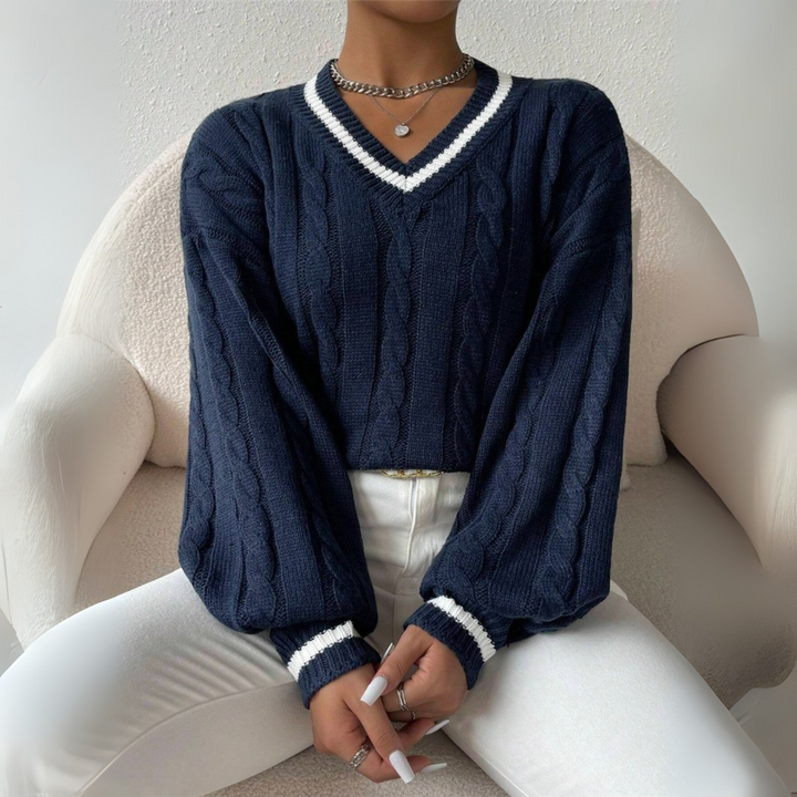 SOVU™ - Stylish Long Sleeve V-Neck Sweater
