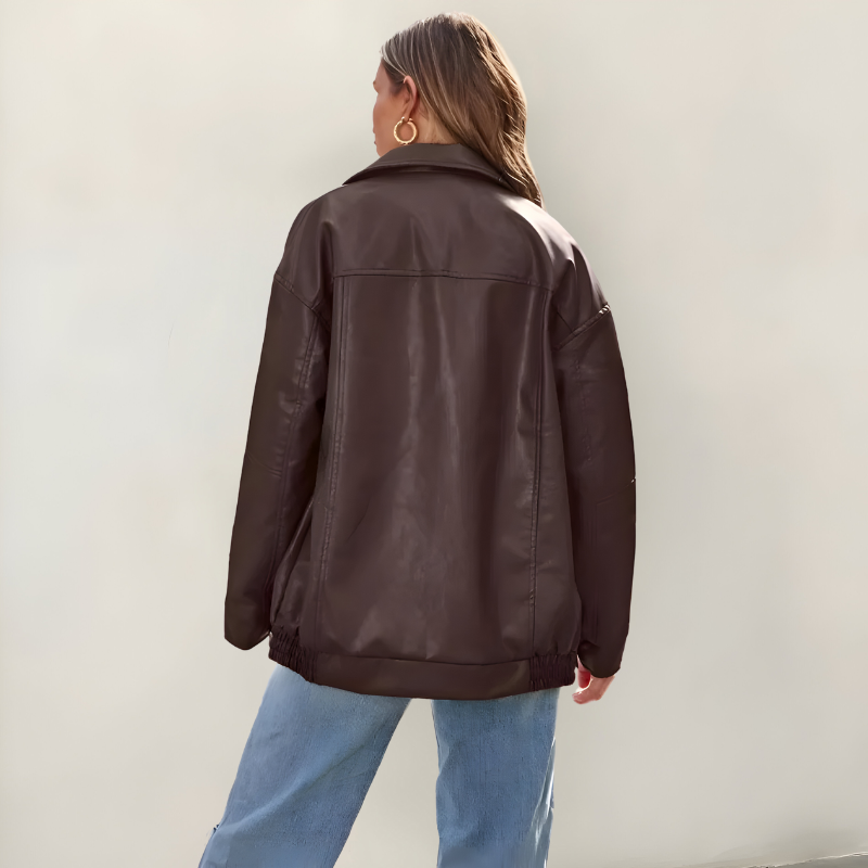 Mira™ | Chic Oversized Leather Jacket