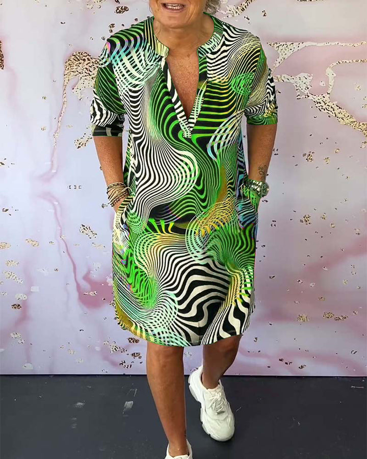 MARI™ - Vibrant V-Neck Dress