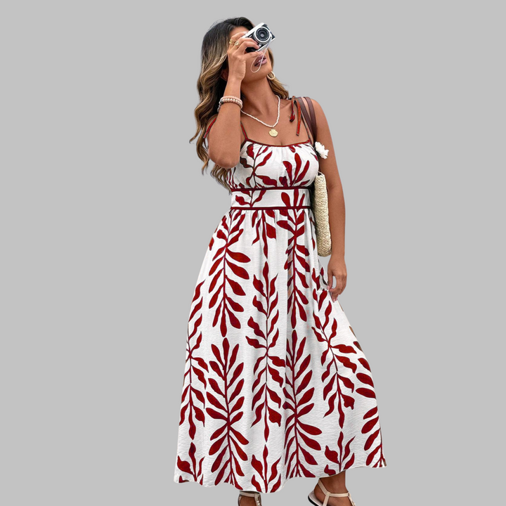 RAHIRA™ - Sleeveless Leaf Print Maxi Dress