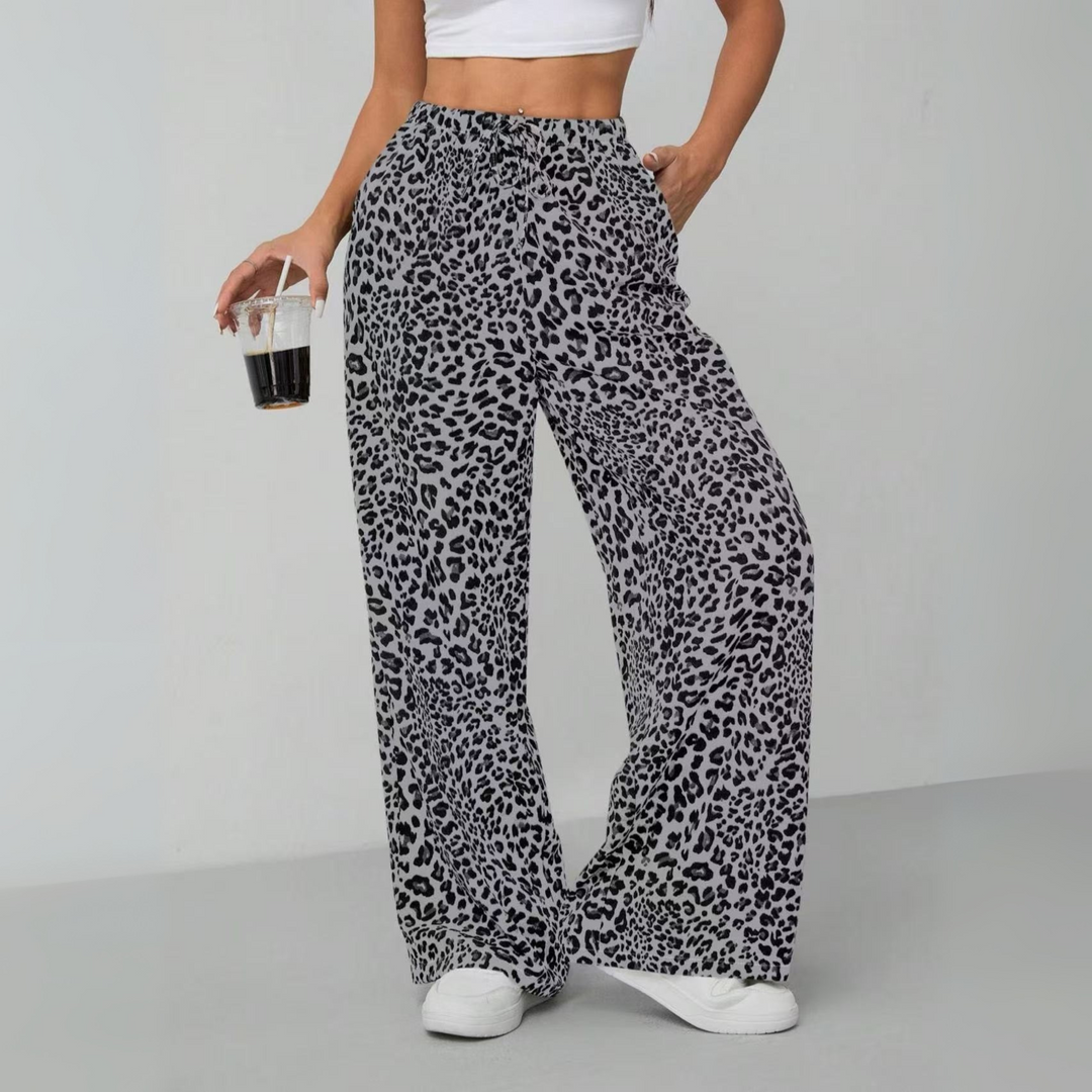 SYALA™ - Vintage Leopard Wide Leg Pants