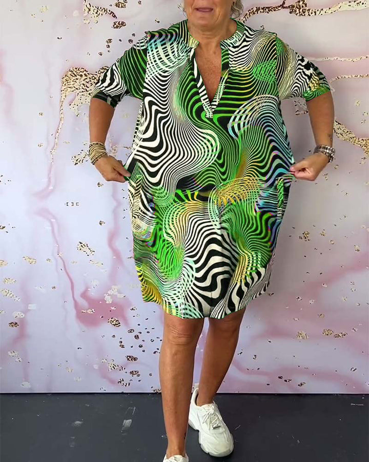 MARI™ - Vibrant V-Neck Dress