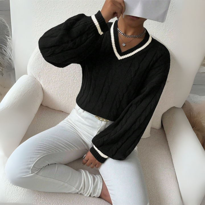 SOVU™ - Stylish Long Sleeve V-Neck Sweater