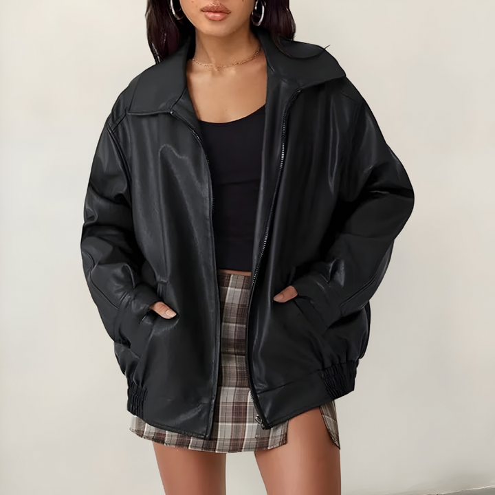 Mira™ | Chic Oversized Leather Jacket