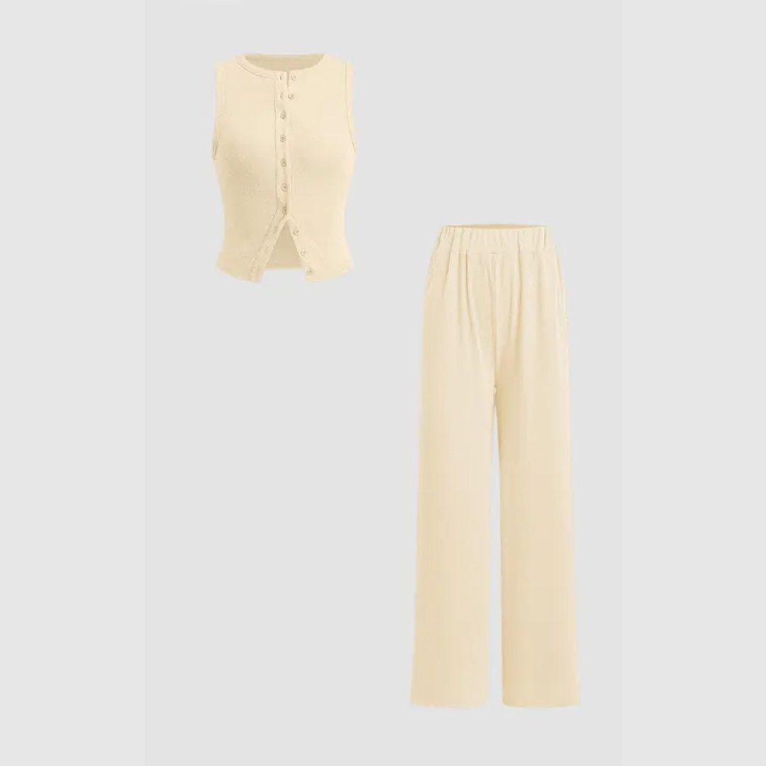 CLAIRE™ - Stylish Ribbed Tank and Pants Set