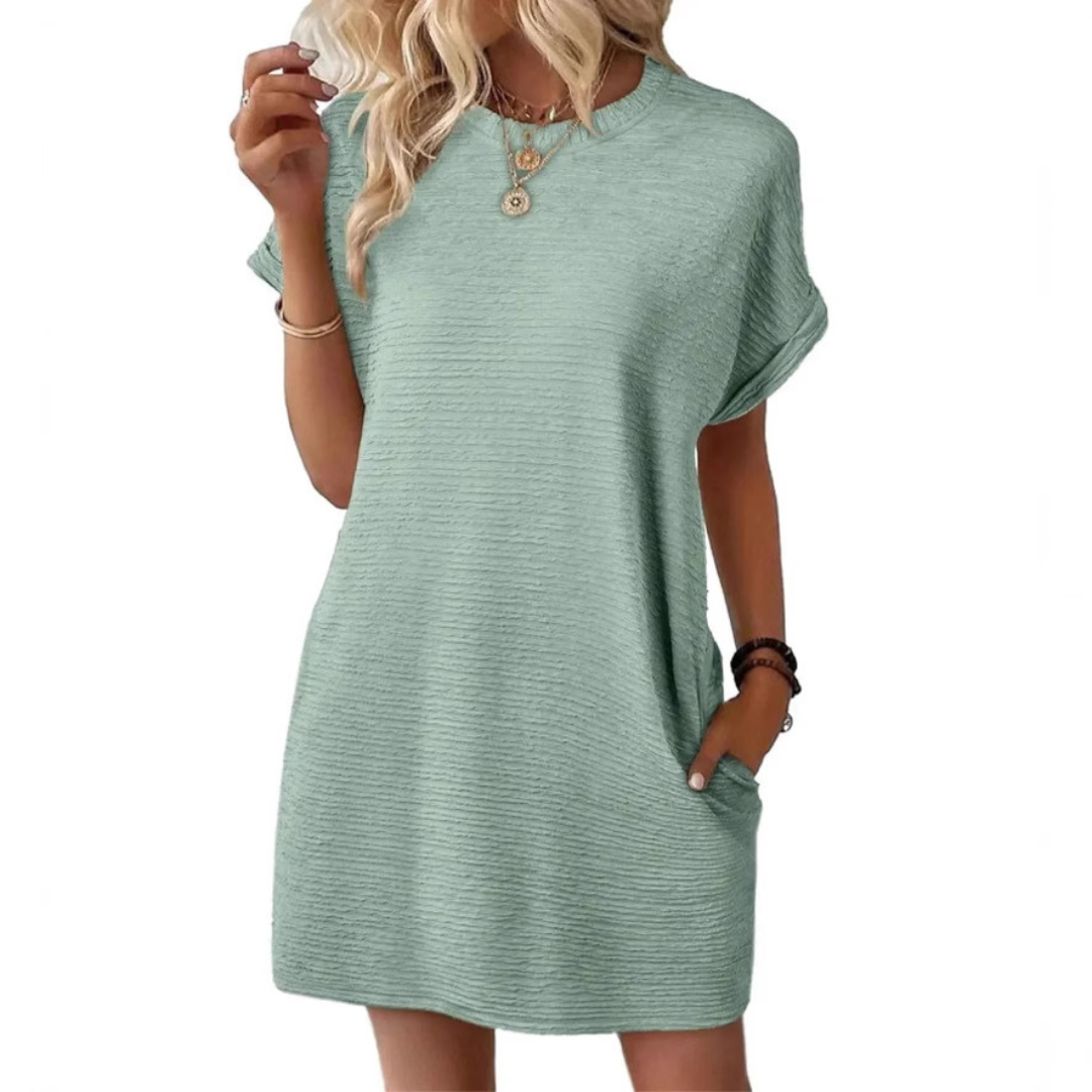 EVASHA™ – Minimalist Round Neck Summer Dress