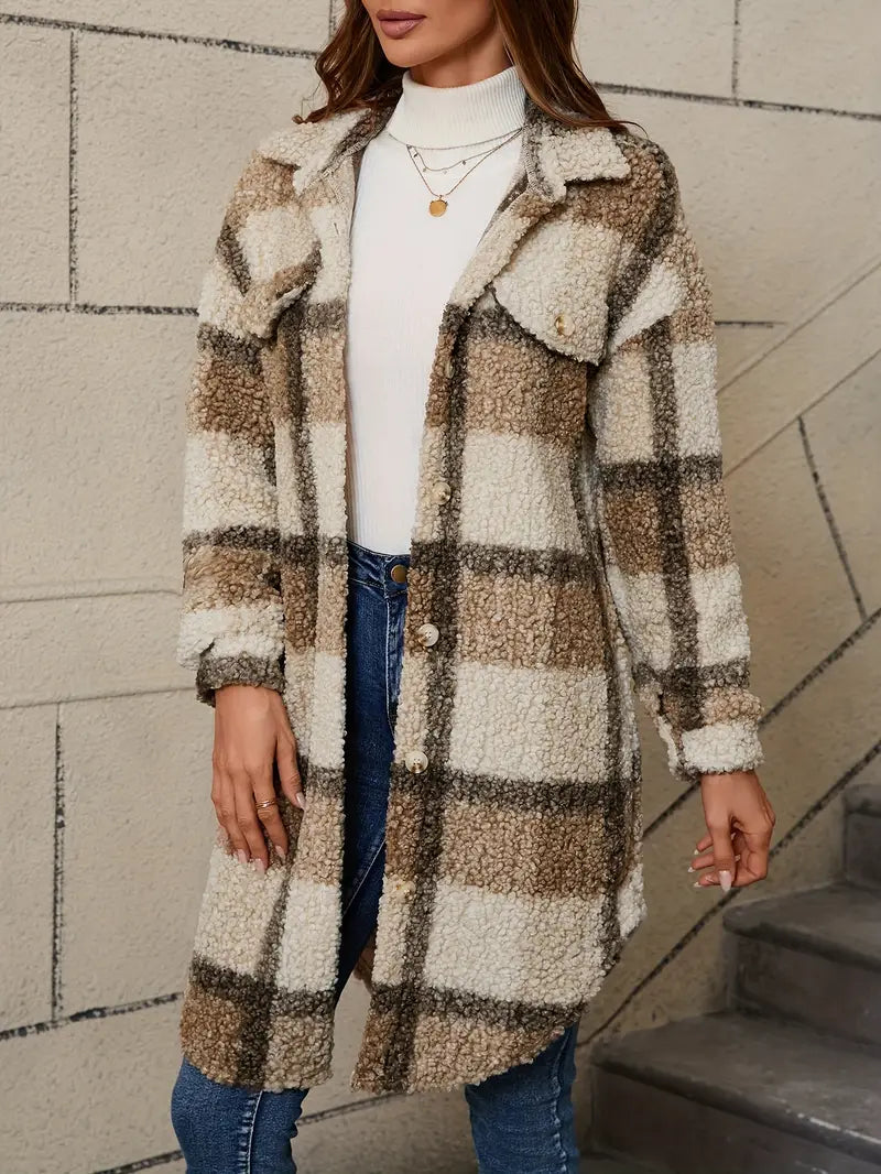 Isabelle™ | Cozy Checked Teddy Coat