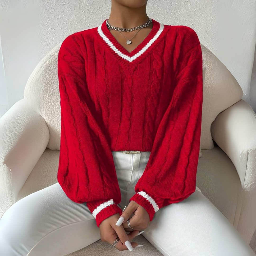 SOVU™ - Stylish Long Sleeve V-Neck Sweater
