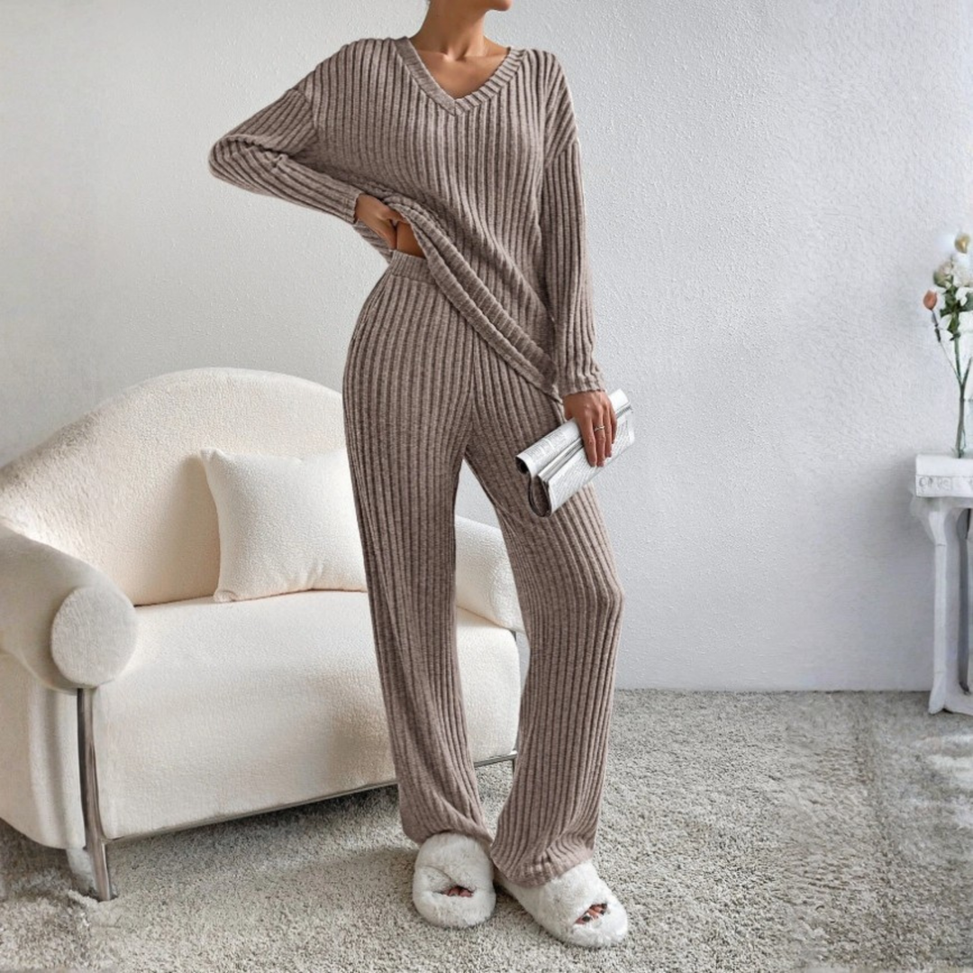 ENLINS™ - V-Neck Long Sleeve Top & Pants Set