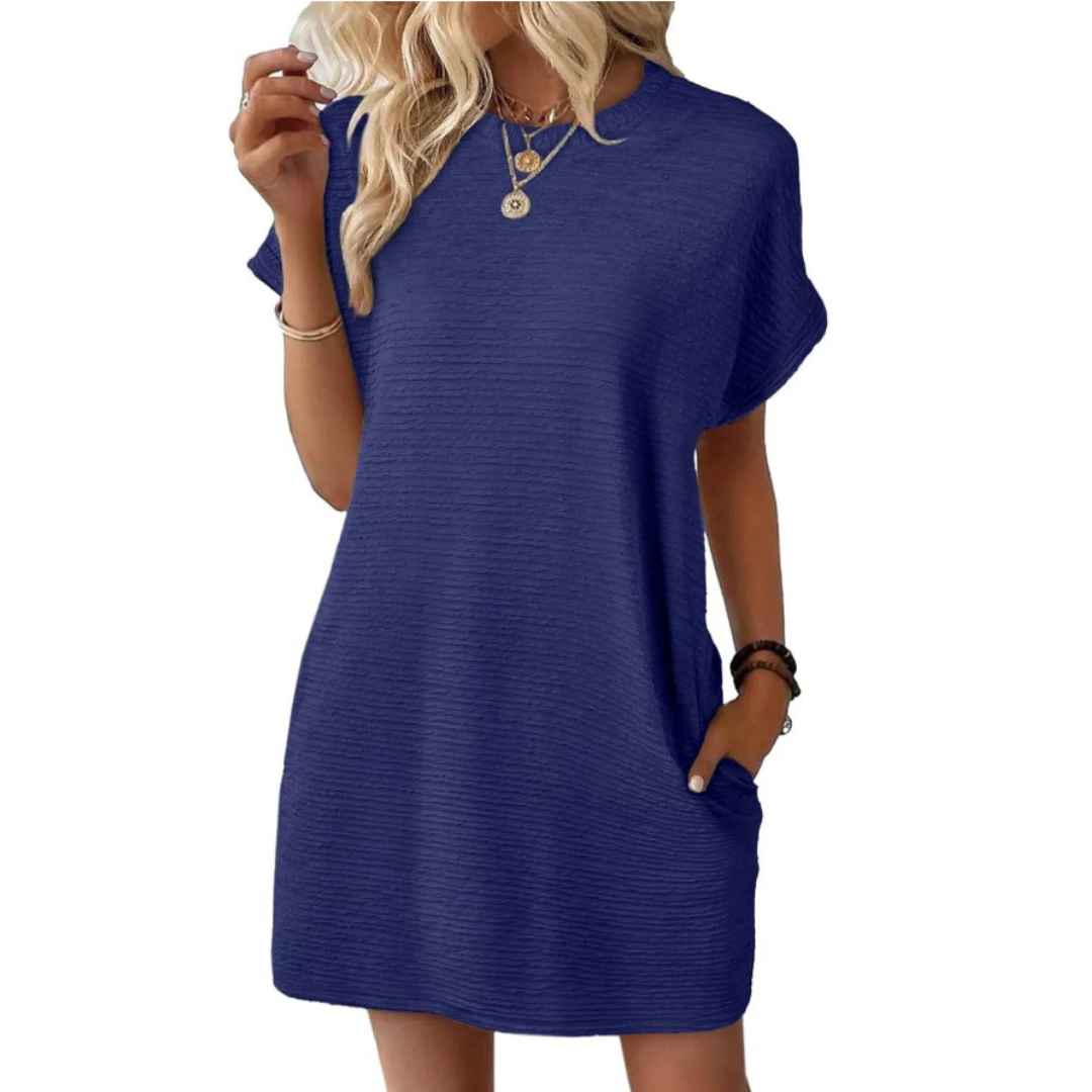 EVASHA™ – Minimalist Round Neck Summer Dress