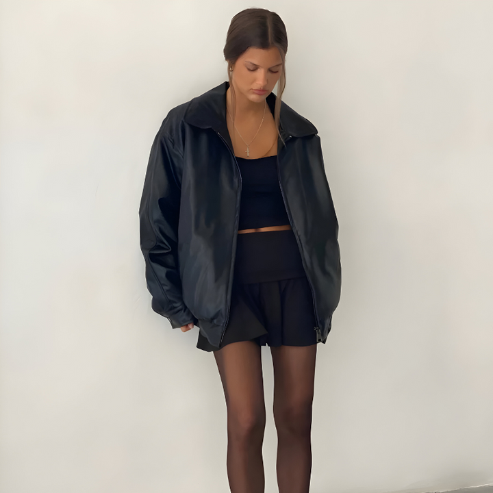 Mira™ | Chic Oversized Leather Jacket