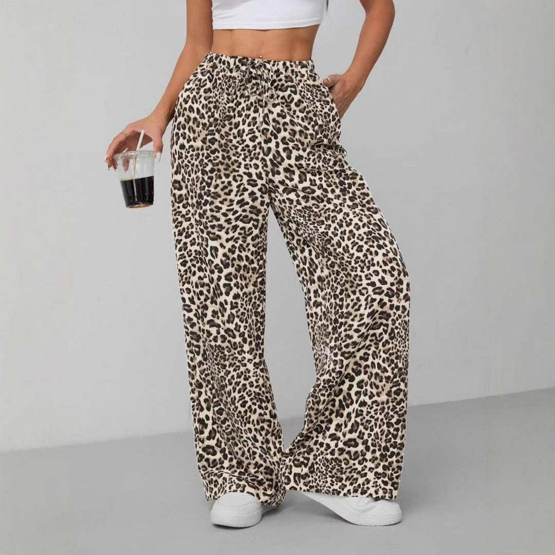 SYALA™ - Vintage Leopard Wide Leg Pants