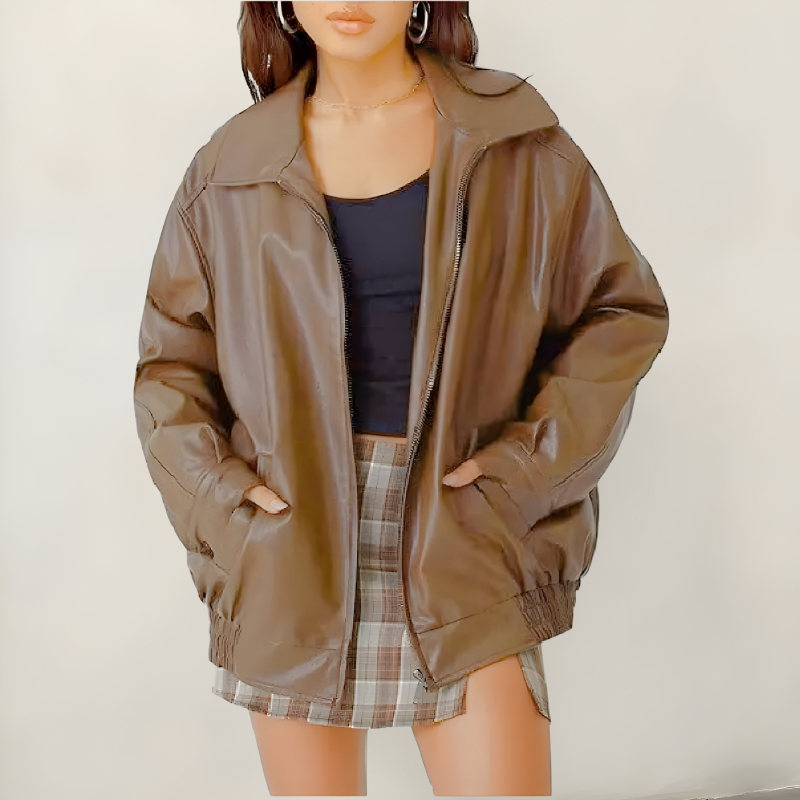 Mira™ | Chic Oversized Leather Jacket