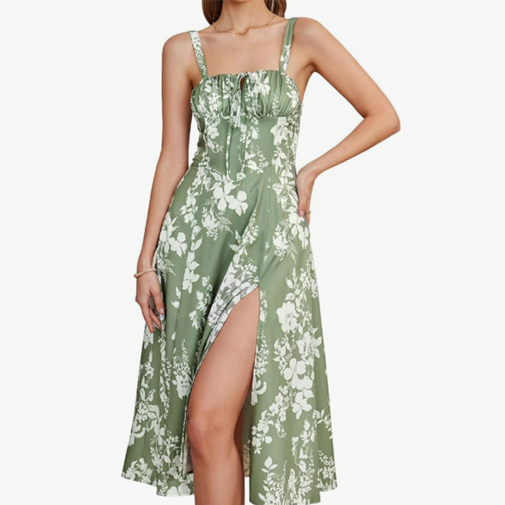 ARIELLOU™ – Chic Lace-Up Midi Dress