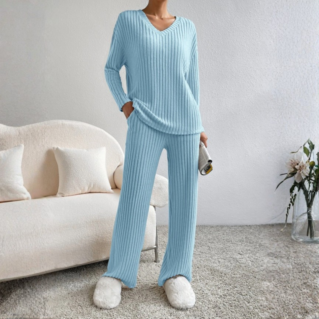 ENLINS™ - V-Neck Long Sleeve Top & Pants Set