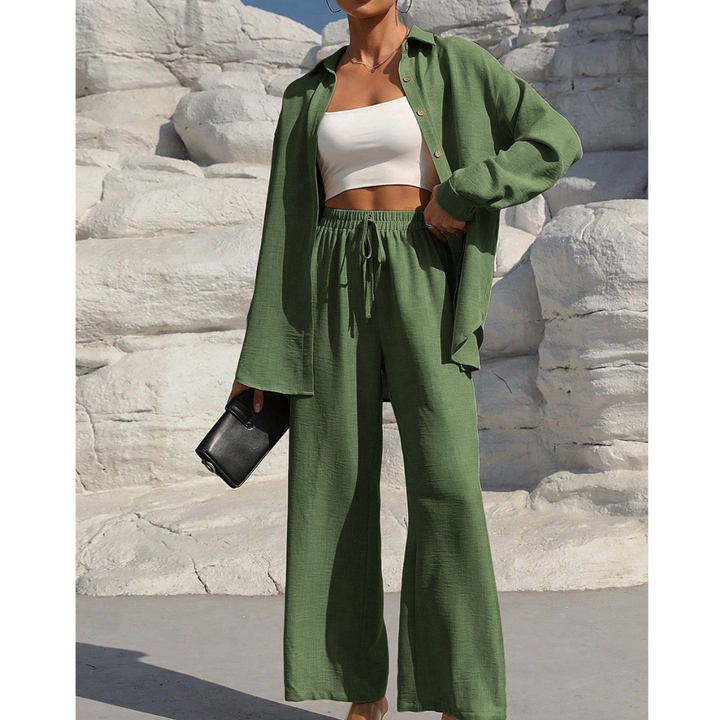 VANORA™ – Cozy Long Sleeve Blouse & Trouser Set