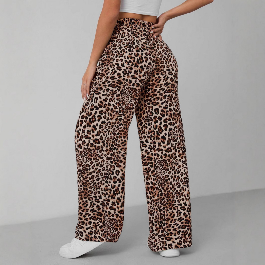 SYALA™ - Vintage Leopard Wide Leg Pants