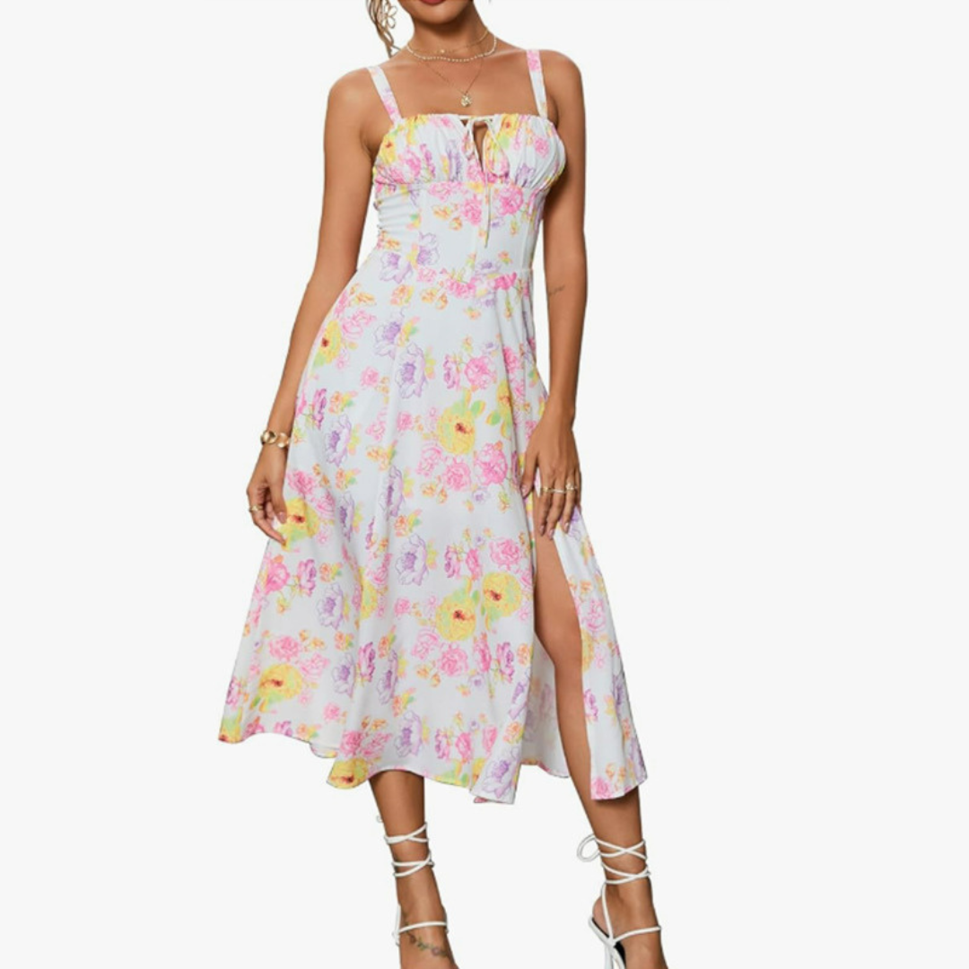 ARIELLOU™ – Chic Lace-Up Midi Dress