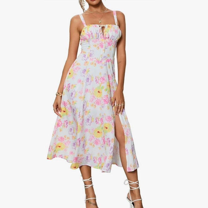 ARIELLOU™ – Chic Lace-Up Midi Dress