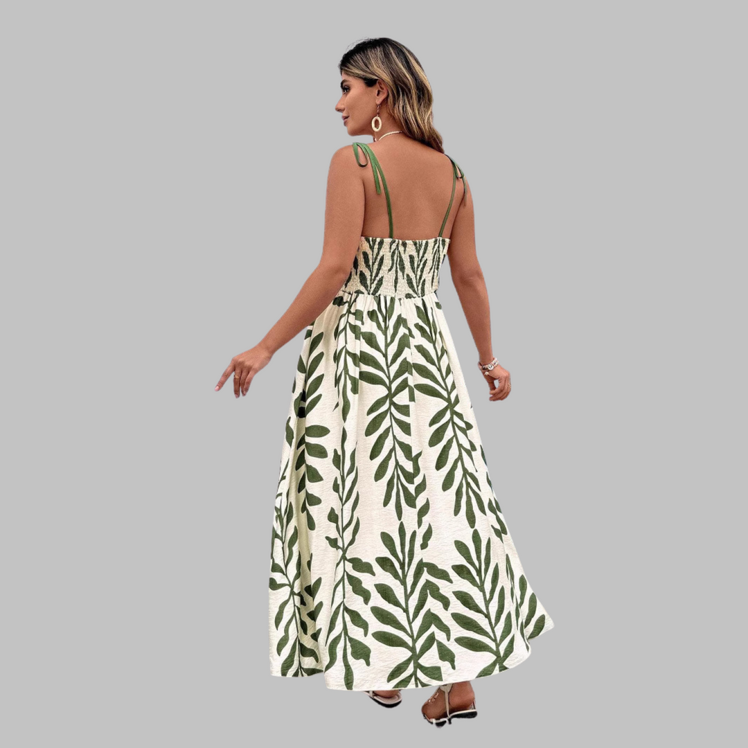 RAHIRA™ - Sleeveless Leaf Print Maxi Dress