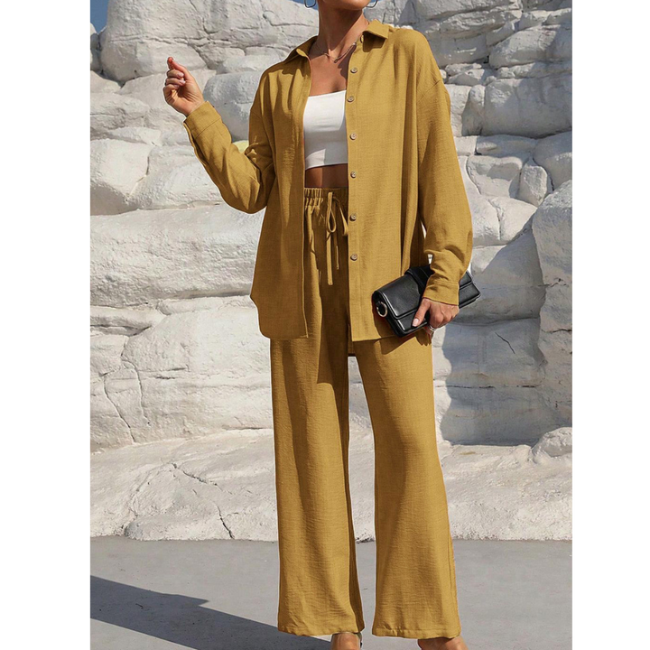 VANORA™ – Cozy Long Sleeve Blouse & Trouser Set