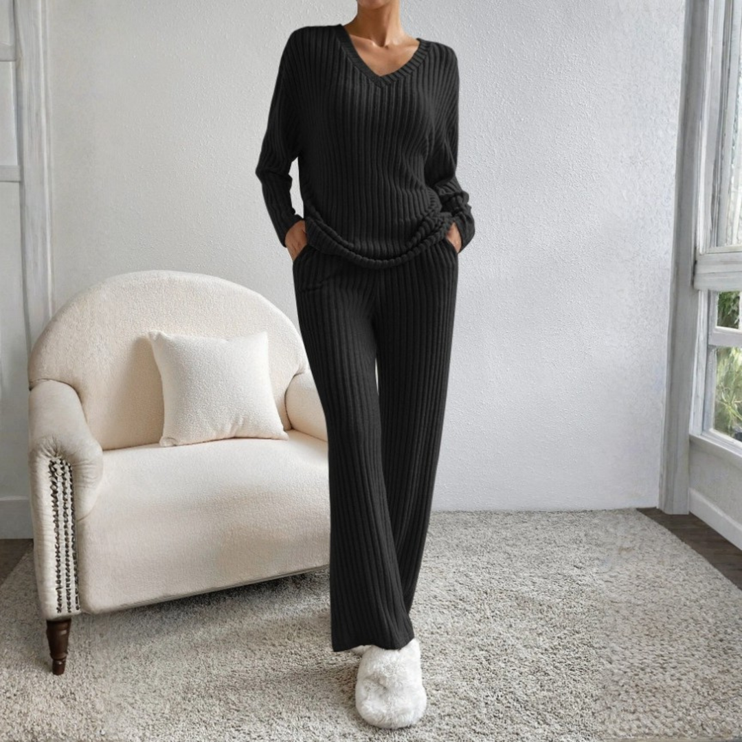 ENLINS™ - V-Neck Long Sleeve Top & Pants Set