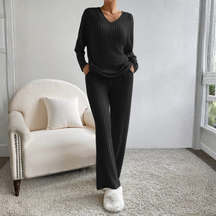 ENLINS™ - V-Neck Long Sleeve Top & Pants Set