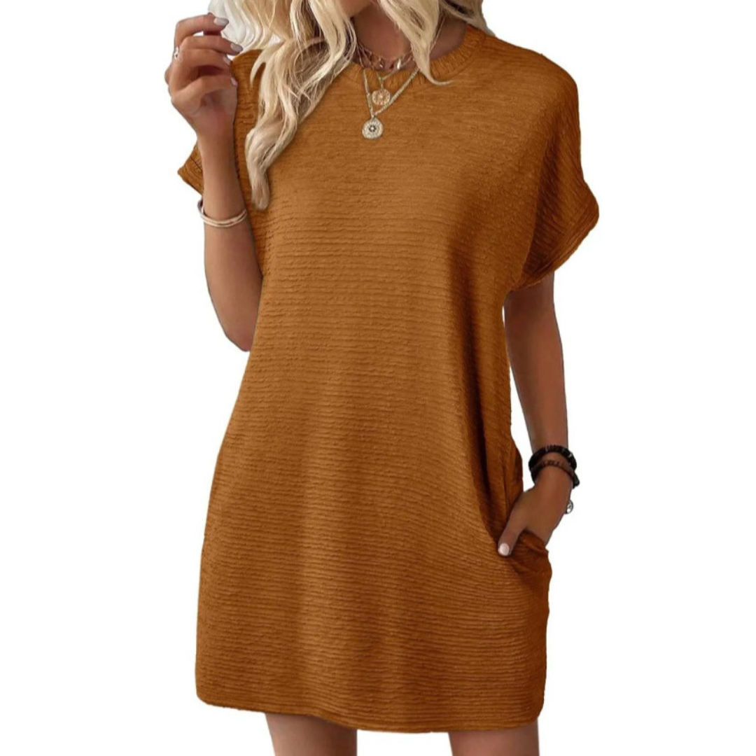 EVASHA™ – Minimalist Round Neck Summer Dress