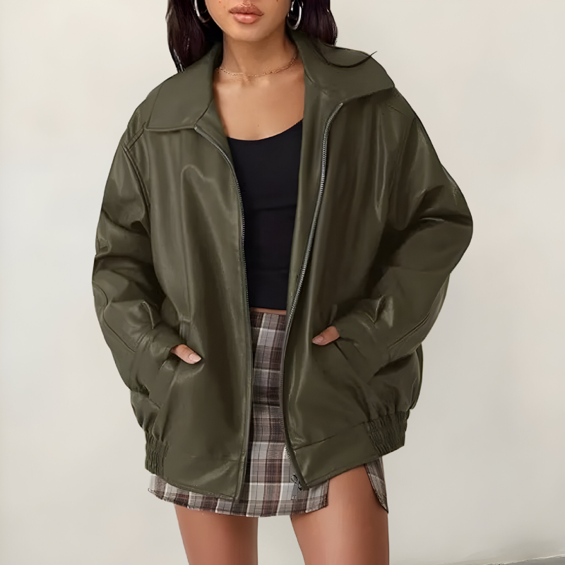 Mira™ | Chic Oversized Leather Jacket