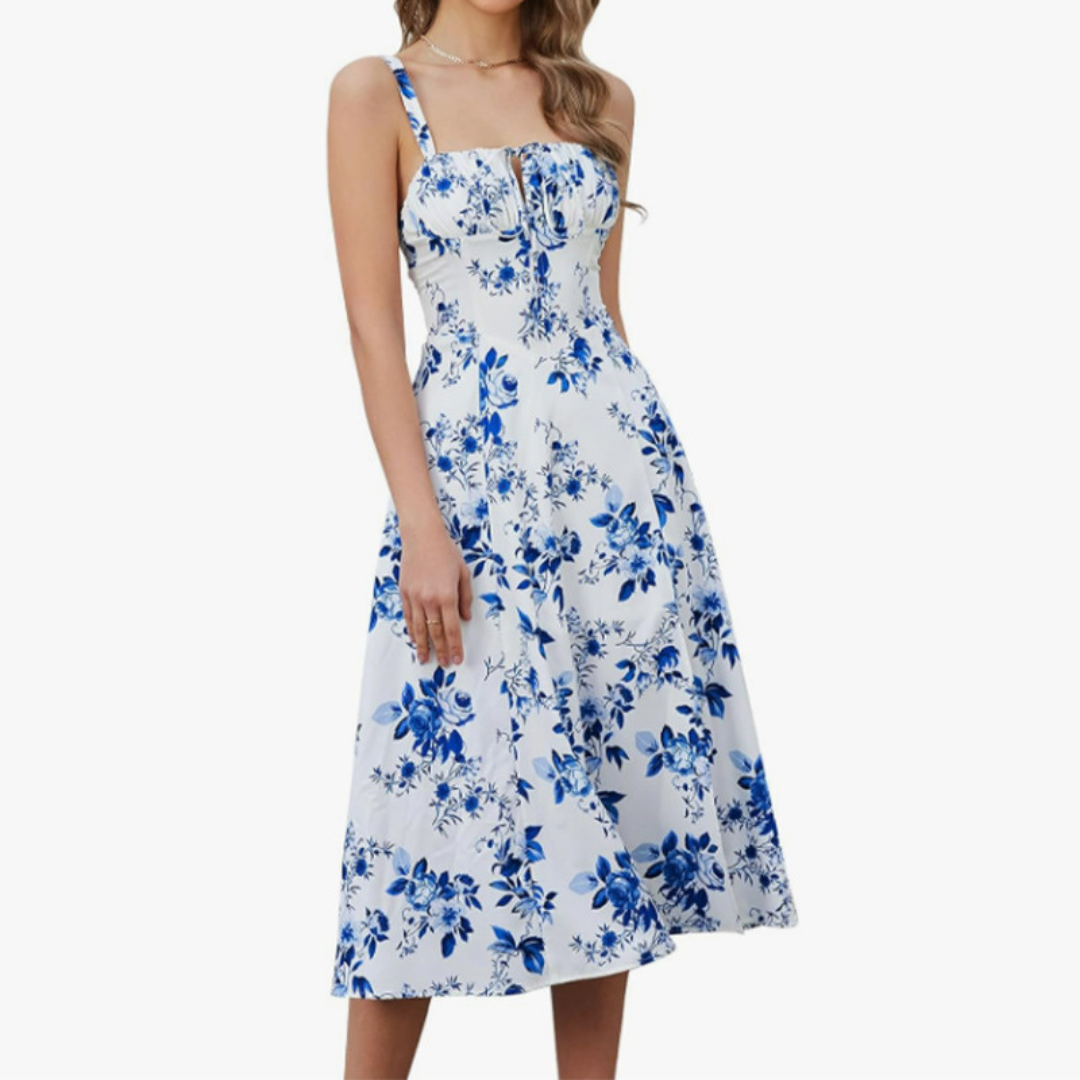 ARIELLOU™ – Chic Lace-Up Midi Dress