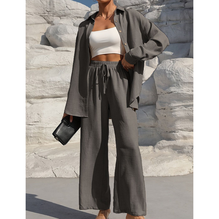 VANORA™ – Cozy Long Sleeve Blouse & Trouser Set