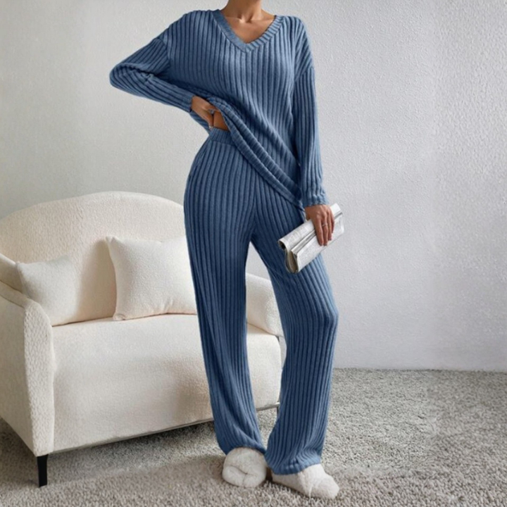 ENLINS™ - V-Neck Long Sleeve Top & Pants Set