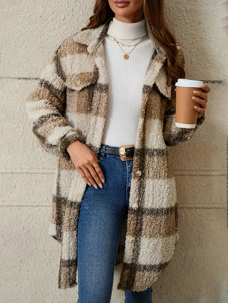 Isabelle™ | Cozy Checked Teddy Coat