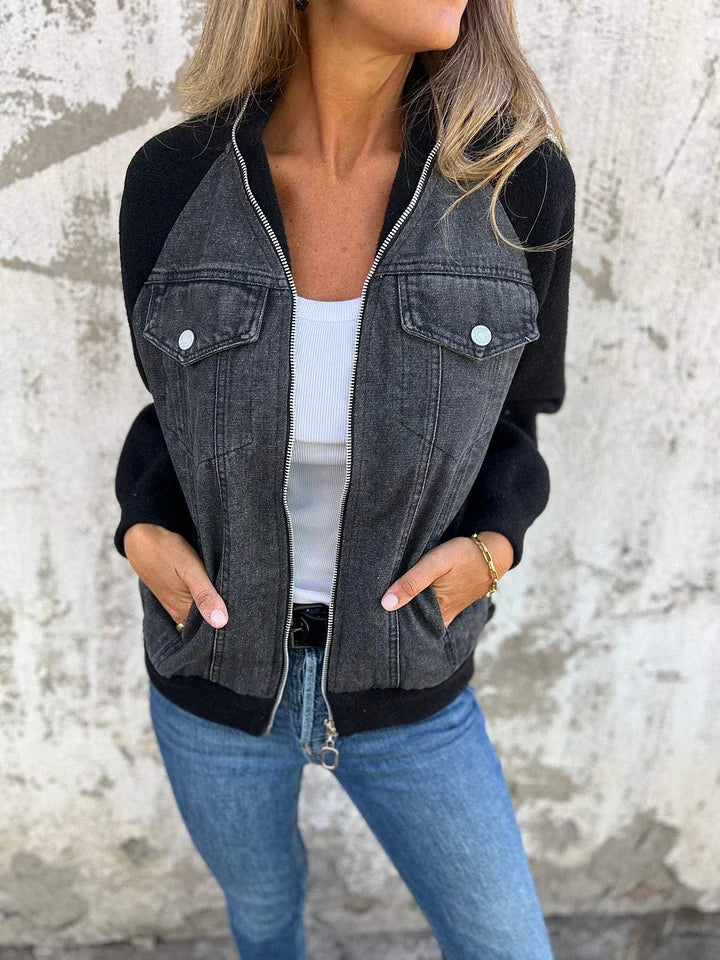 Lena™ | Stylish Denim Jacket with Fleece Accents
