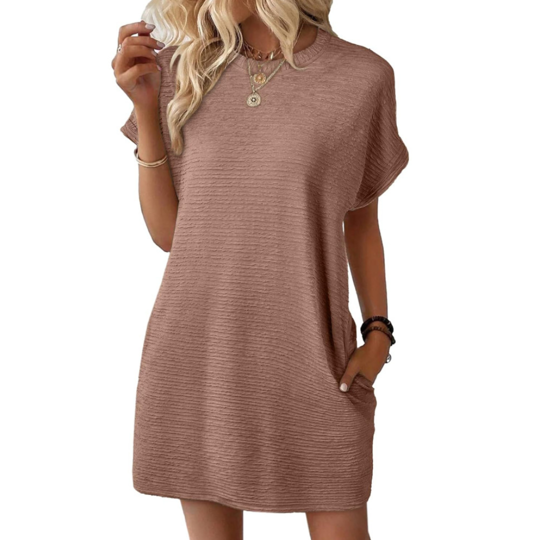 EVASHA™ – Minimalist Round Neck Summer Dress