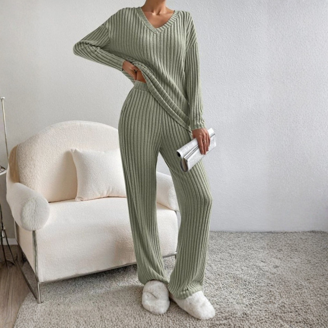 ENLINS™ - V-Neck Long Sleeve Top & Pants Set