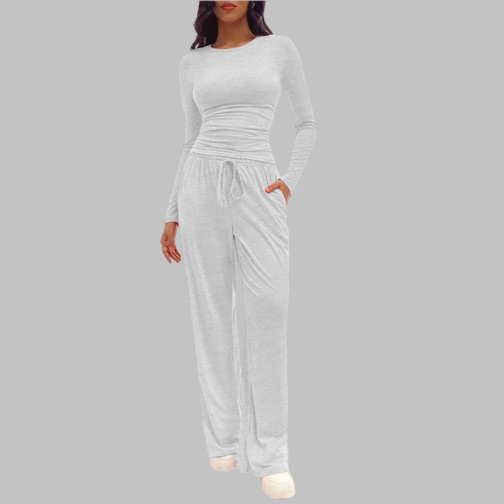 JANNY™ - Casual Long Sleeve Top & Wide Leg Pants Set