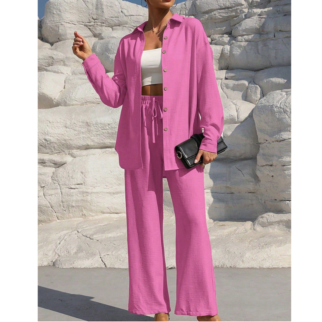 VANORA™ – Cozy Long Sleeve Blouse & Trouser Set