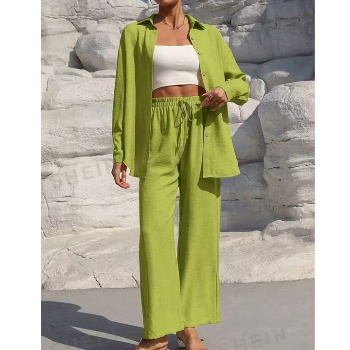 VANORA™ – Cozy Long Sleeve Blouse & Trouser Set